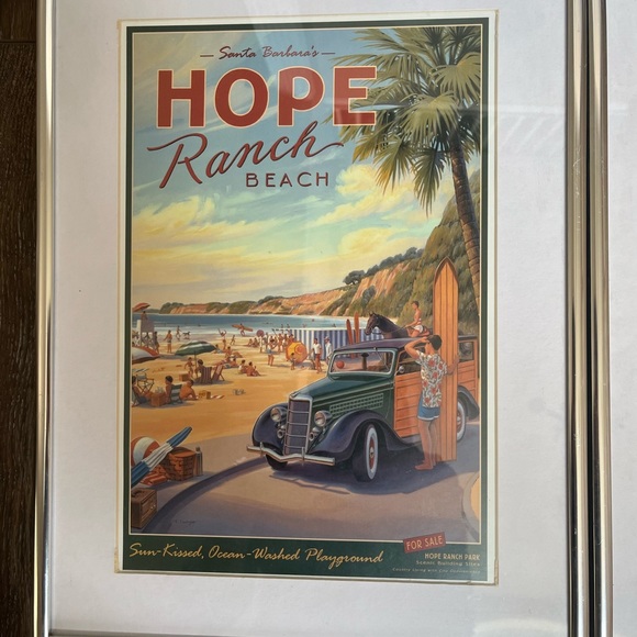 Set of 2 TROPICAL Beach Vintage Style Framed Prints - Hawaii & California - Picture 2 of 6